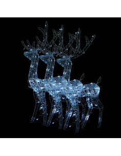 Decorazioni Natalizie Renne in Acrilico 3pz 120cm Bianco Freddo 2