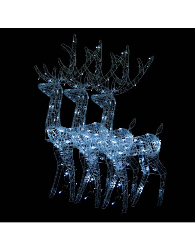 Decorazioni Natalizie Renne in Acrilico 3pz 120cm Bianco Freddo