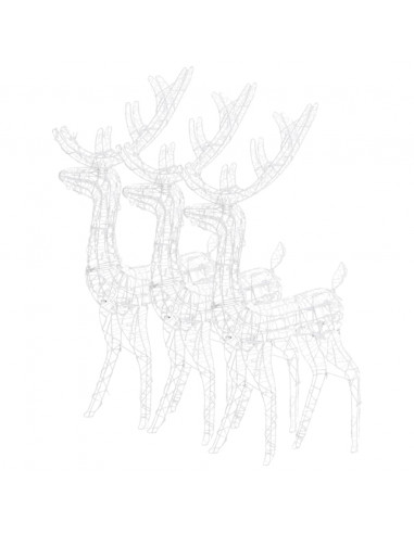 Decorazioni Natalizie Renne in Acrilico 3pz 120cm Bianco Freddo