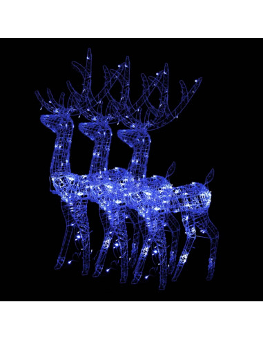 Decorazioni Natalizie Renne in Acrilico 3 pz 120 cm Blu
