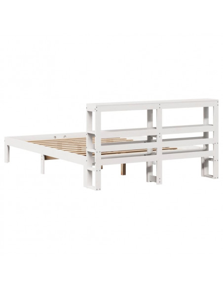 Giroletto con Testiera Bianco 160x200 cm Legno Massello di Pino