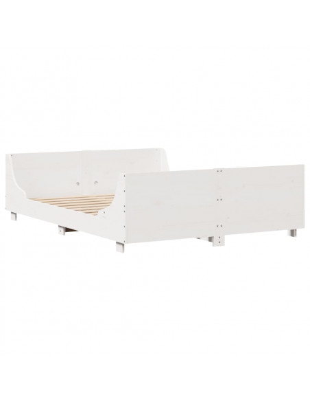 Giroletto con Testiera Bianco 160x200 cm Legno Massello di Pino