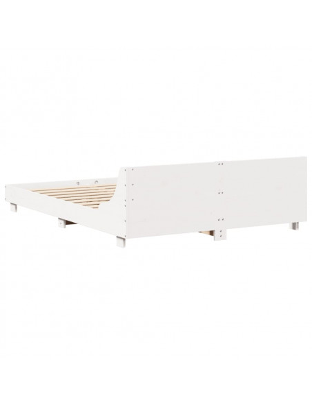 Giroletto con Testiera Bianco 160x200 cm Legno Massello di Pino