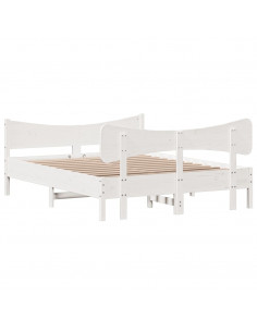 Giroletto con Testiera Bianco 160x200 cm Legno Massello di Pino