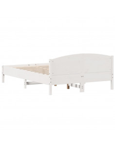 Giroletto con Testiera Bianco 160x200 cm Legno Massello di Pino