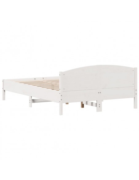 Giroletto con Testiera Bianco 160x200 cm Legno Massello di Pino