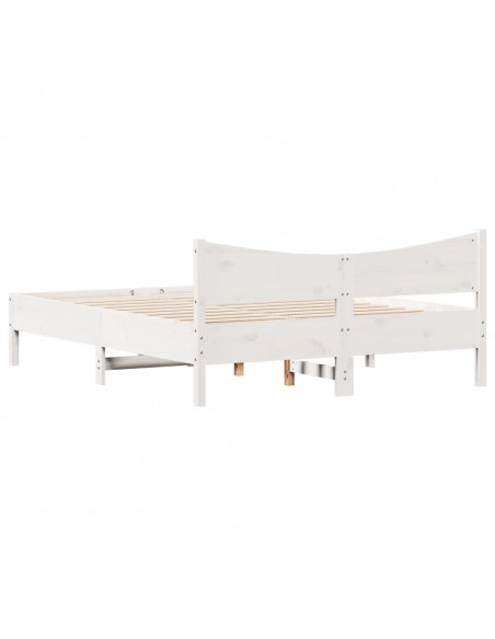 Giroletto con Testiera Bianco 160x200 cm Legno Massello di Pino