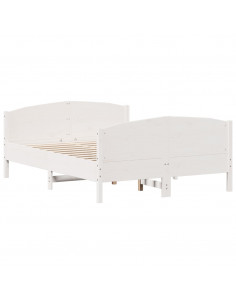 Giroletto con Testiera Bianco 160x200 cm Legno Massello di Pino