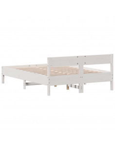 Giroletto con Testiera Bianco 160x200 cm Legno Massello di Pino