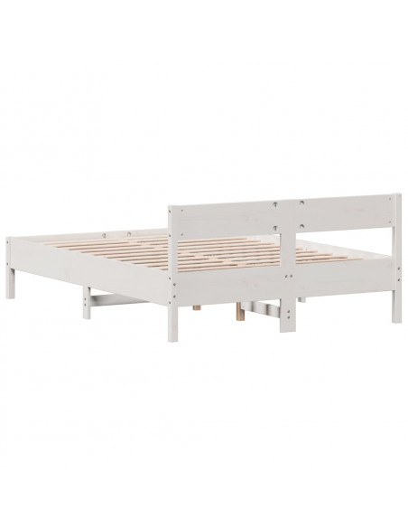 Giroletto con Testiera Bianco 160x200 cm Legno Massello di Pino