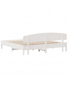 Giroletto con Testiera Bianco 180x200 cm Massello Pino