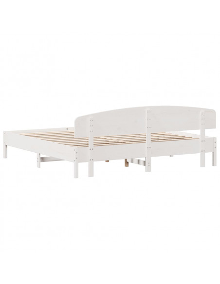 Giroletto con Testiera Bianco 180x200 cm Massello Pino