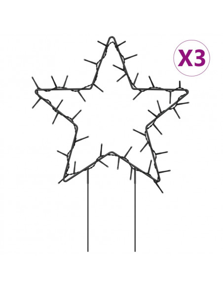 Decorazioni Luminose Natalizie Picchetti 3pz Stella 50LED 29cm