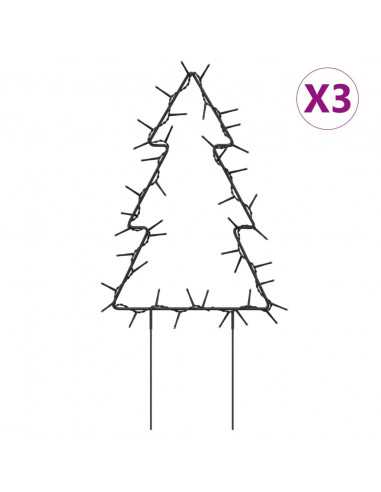 Decorazioni Luminose Natalizie Picchetti 3pz Albero 50LED 30cm