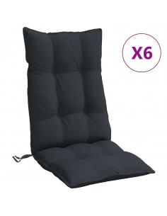 Cuscini per Sedia con Schienale Alto 6pz Nero in Tessuto Oxford 2
