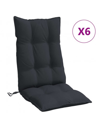 Cuscini per Sedia con Schienale Alto 6pz Nero in Tessuto Oxford