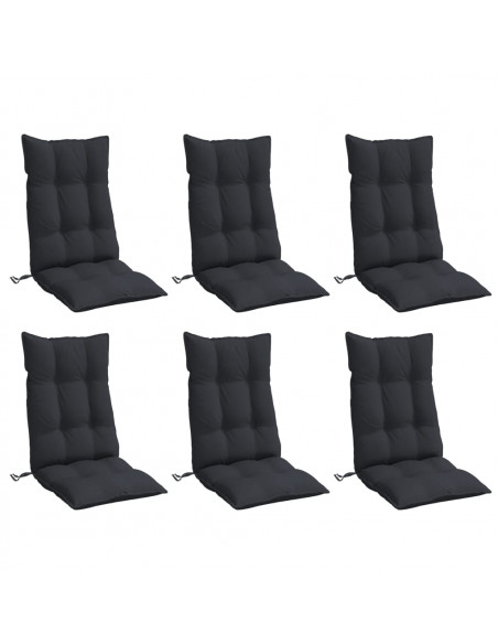 Cuscini per Sedia con Schienale Alto 6pz Nero in Tessuto Oxford