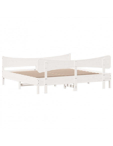 Giroletto con Testiera Bianco 180x200 cm Massello Pino