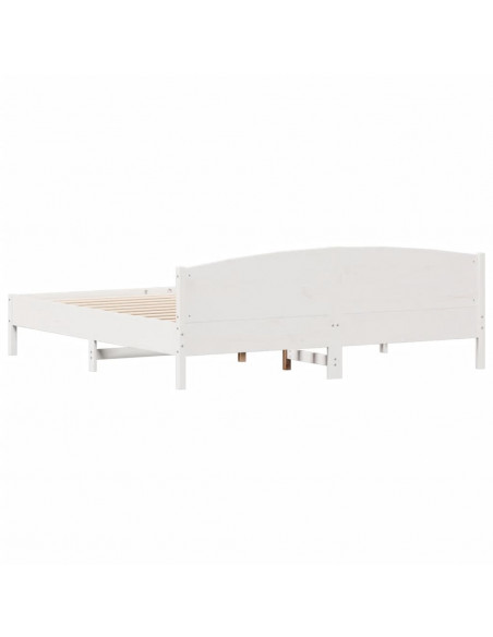 Giroletto con Testiera Bianco 180x200 cm Massello Pino