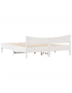 Giroletto con Testiera Bianco 180x200 cm Massello Pino