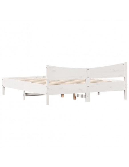 Giroletto con Testiera Bianco 180x200 cm Massello Pino