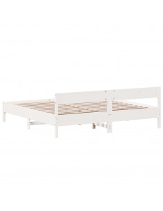 Giroletto con Testiera Bianco 180x200 cm Massello Pino