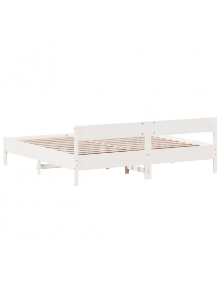 Giroletto con Testiera Bianco 180x200 cm Massello Pino