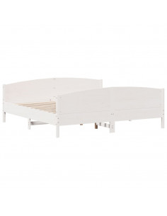 Giroletto con Testiera Bianco 180x200 cm Massello Pino