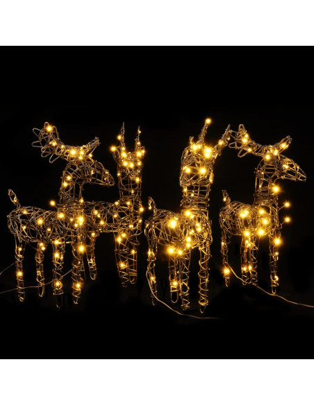 Decorazioni di Natale 4 pz Renne 160 LED Bianco Caldo in Rattan