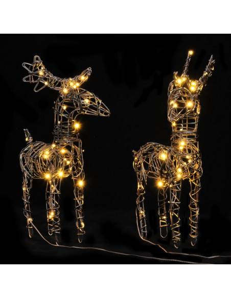 Decorazioni di Natale 6 pz Renne 240 LED Bianco Caldo in Rattan