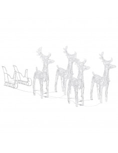 Decorazione Natalizia Renne e Slitta 280x28x55 cm in Acrilico 2