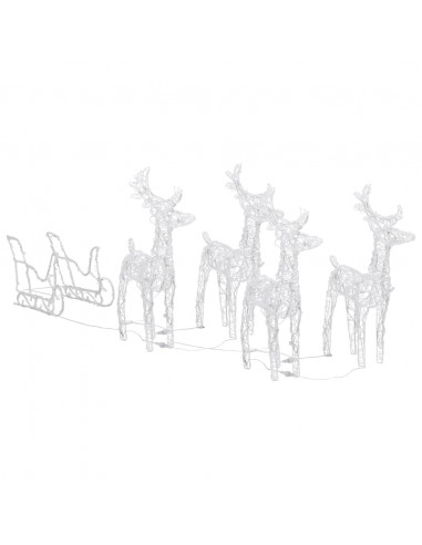 Decorazione Natalizia Renne e Slitta 280x28x55 cm in Acrilico