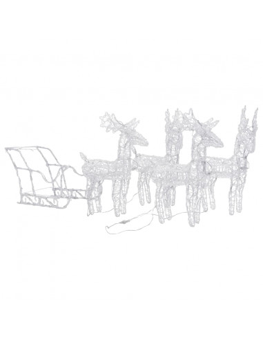 Decorazione Natalizia Renne e Slitta 280x28x55 cm in Acrilico