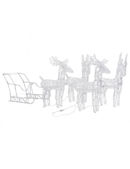 Decorazione Natalizia Renne e Slitta 280x28x55 cm in Acrilico