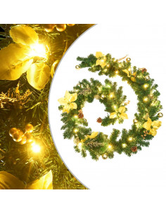 Ghirlanda Natalizia con Luci a LED 2,7 m in PVC Verde 2