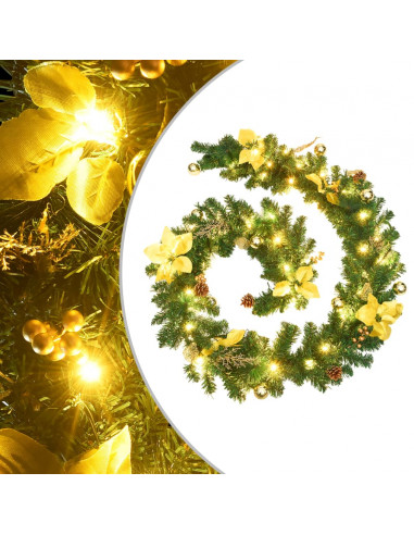 Ghirlanda Natalizia con Luci a LED 2,7 m in PVC Verde