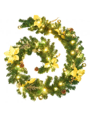 Ghirlanda Natalizia con Luci a LED 2,7 m in PVC Verde