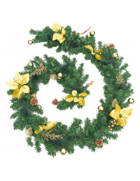 Ghirlanda Natalizia con Luci a LED 2,7 m in PVC Verde