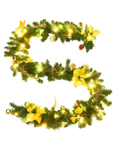 Ghirlanda Natalizia con Luci a LED 2,7 m in PVC Verde