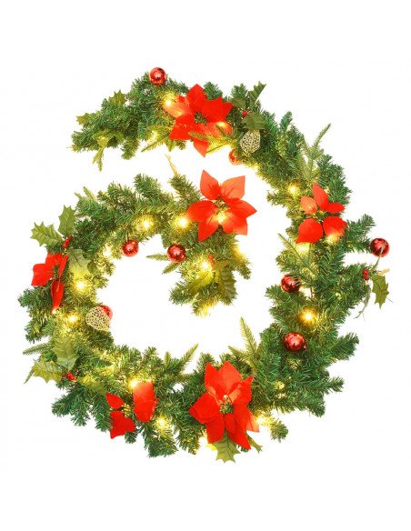 Ghirlanda Natalizia con Luci a LED 2,7 m in PVC Verde