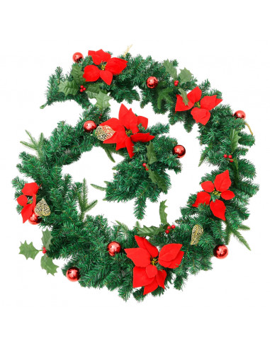 Ghirlanda Natalizia con Luci a LED 2,7 m in PVC Verde