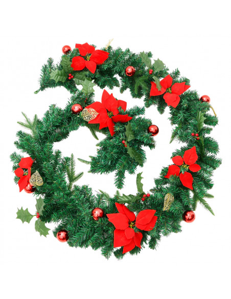 Ghirlanda Natalizia con Luci a LED 2,7 m in PVC Verde