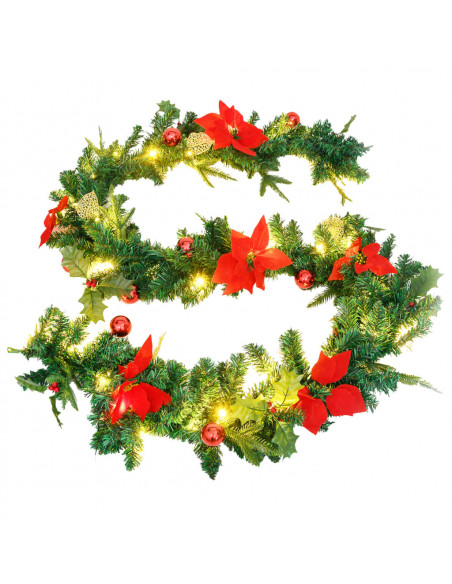 Ghirlanda Natalizia con Luci a LED 2,7 m in PVC Verde