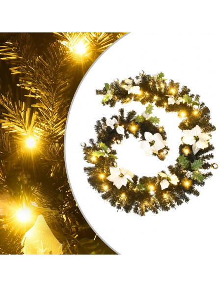 Ghirlanda Natalizia con Luci a LED 2,7 m in PVC Nera