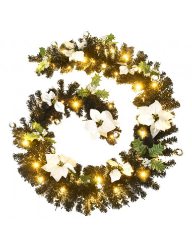 Ghirlanda Natalizia con Luci a LED 2,7 m in PVC Nera