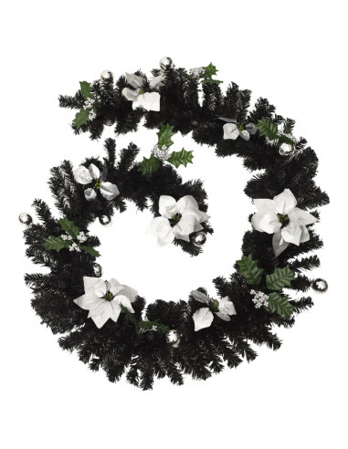 Ghirlanda Natalizia con Luci a LED 2,7 m in PVC Nera