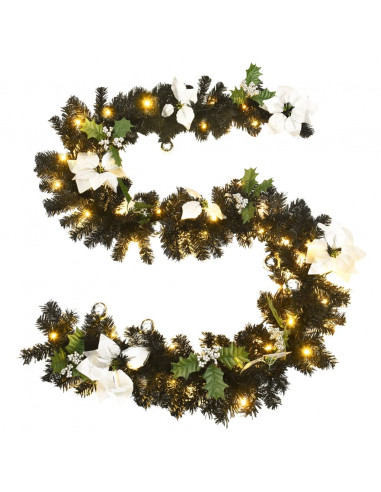 Ghirlanda Natalizia con Luci a LED 2,7 m in PVC Nera