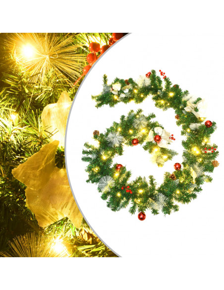 Ghirlanda Natalizia con Luci a LED 2,7 m in PVC Verde