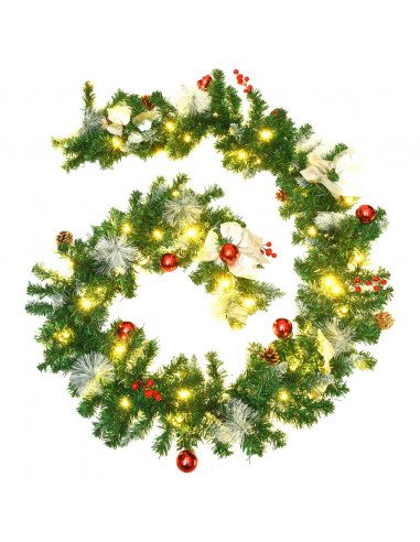 Ghirlanda Natalizia con Luci a LED 2,7 m in PVC Verde