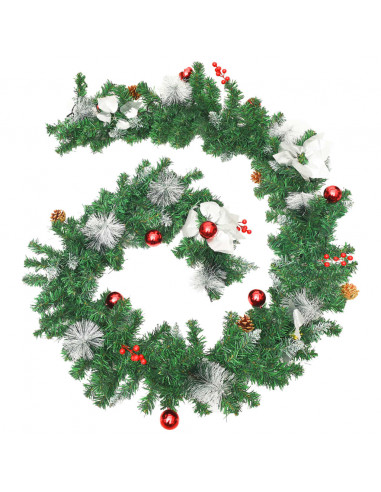 Ghirlanda Natalizia con Luci a LED 2,7 m in PVC Verde